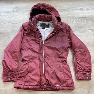 Metropolis By Legacy Women's Red Winter Puffer Jacket Hooded Coat Size 8